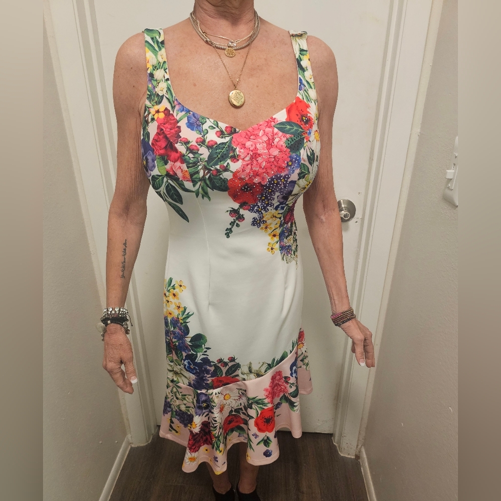 VENUS White and Orange Dress
